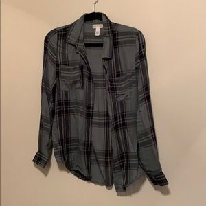 Forrest green and black strip button up flannel